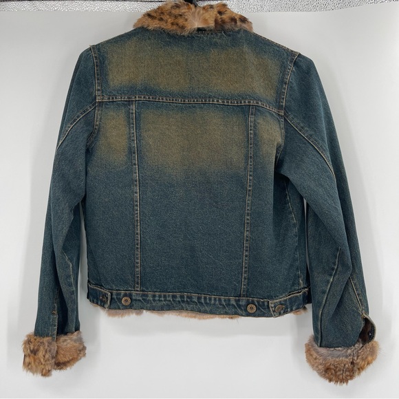La Fiorentina Vintage Denim Jacket with Full Real Fur Inside - Natural - Picture 9 of 16